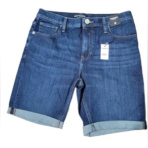 Express Bermuda Mid-Rise Jean Shorts